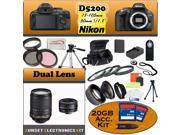 Nikon D5200 24.1 MP Digital SLR Camera Black With Nikon 18 105mm Lens And 50mm f 1.8D Lens including our Huge Accessory Package