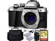 Olympus OM D E M10 Mark II OMD EM10 II OMD EM10 Mark 2 Mirrorless Micro Four Thirds Digital Camera Body Silver 9PC Bundle. Includes SanDisk Extreme 16GB SDHC