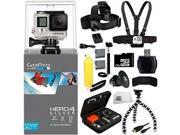 GoPro HERO4 SILVER 32GB Bundle 12PC Accessory Kit. Includes 32GB MicroSD Memory Card High Speed Memory Card Reader 2 Replacement GoPro Batteries Dual Batt