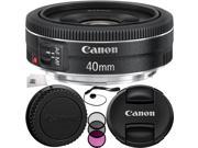Canon EF 40mm f 2.8 STM Lens 7PC Accessory Kit. Includes Manufacturer Accessories 3PC Filter Kit UV CPL FLD Cap Keeper Microfiber Cleaning Cloth