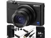Sony Cyber shot DSC RX100 V Digital Camera 64GB Bundle 8PC Accessory Kit Includes 64GB Memory Card 2 Replacement NP BX1 Batteries AC DC Rapid Home Trave