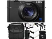 Sony Cyber shot DSC RX100 V Digital Camera 64GB Bundle 11PC Accessory Kit Includes 64GB Memory Card 2 Replacement NP BX1 Batteries AC DC Rapid Home Trav