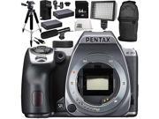 Pentax K 70 DSLR Camera Body Only Silver 10PC Accessory Bundle – Includes 64GB SD Memory Card 2x Replacement Batteries MORE