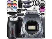 Pentax K 70 DSLR Camera Body Only Silver 11PC Accessory Bundle – Includes 64GB SD Memory Card 2x Replacement Batteries MORE