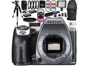 Pentax K 70 DSLR Camera Body Only Silver 14PC Accessory Bundle – Includes 64GB SD Memory Card 2x Replacement Batteries MORE