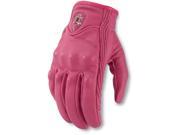 Icon Ladies Pursuit Motorcycle Gloves Non Perforated Pink Large