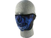 Zan Headgear Half Face Mask Blue Chrome Skull OSFM WNFM024H
