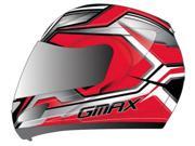 G Max GM44S Glacier Modular Motorcycle Helmet Red Silver Black Small