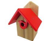 Nature Products USA Post Mount Wren House with Red Poly Roof Portal WREN 2R