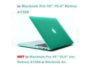Rubberized Hard Case Laptop Shell Keyboard Skin Screen Protector for Apple Macbook Pro 15�? 15.4�? Retina Display A1398 Turquoise