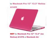 Rubberized Hard Case Laptop Shell Keyboard Skin Screen Protector for Apple Macbook Pro 13 13.3�? Retina Display A1425 Rose Red
