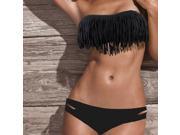 Hot Sexy Tassel Padded Boho Fringe Top Strapless Dolly 2pcs Bikini Swimwear size S