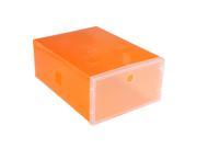 Foldable Plastic Transparent drawer style shoe storage box case holder container Housekeeping Organizer orange color