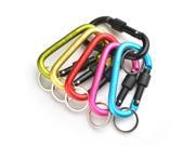 6 PCS set Aluminum Screw lock Carabiner Clip with key ring anodized Alloy D shape locking Clip Spring Snap Hook Keychain Outdoor Buckle for Camping Hiking