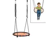 Children s Web Swing Playground Platform net Swing orange color Nylon Rope with EVA padded steel 60cm 24inch Diameter portable to anywhere