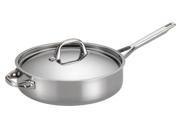 Anolon 5 qt. Stainless Steel Tri ply Clad Covered Saute Pan with Helper Handle