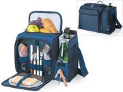 Picnic Time Malibu Insulated Cooler Picnic Tote Service for 2 in Navy Blue