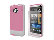 White Baby Pink InFlex Protector Cover Case Screen Protector for HTC One M7