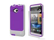 White Purple InFlex Protector Cover Case Screen Protector for HTC One M7