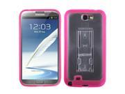 Clear Solid Hot Pink Armor Case Silicone Stand Screen For Galaxy Note II