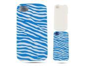 Blue White Zebra Skin Hard Hybrid Protector Cover Case for iPhone 4 4S