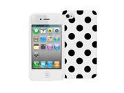 White and Black Polka Dots Silicone Case Screen Film For iPhone 4 4S