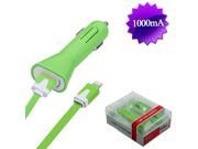 Green 8 PIN USB Car Charger Retail Packaged w USB Port Smart IC Chip Cell Phone