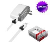 White 8 Pin USB Travel Wall Charger Retail Packaged w USB Noodle Cable for Phone