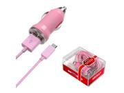 Pink MICRO USB Car Charger Retail Packaged USB Port Smart IC Chip Cell Phone