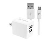 White Cellet 3.5ft USB Home Travel Wall Charger 3400mAH Micro USB Devices Phones