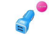 Blue Dual USB Car Charger Retail Packaged w USB Port Smart IC Chip Cell Phone