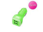 Green Dual USB Car Charger Retail Packaged w USB Port Smart IC Chip Cell Phone