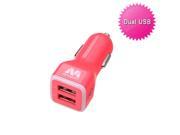 Pink Dual USB Car Charger Retail Packaged w USB Port Smart IC Chip Cell Phone