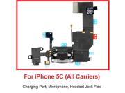Black Charging Port Headset Aux Jack Microphone Flex Cable for iPhone 5C