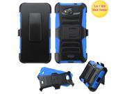 Kyocera Hydro Wave C6740 Hard Cover and Silicone Protective Case Hybrid Black Blue Curve Stand w Holster