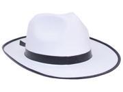 White Wide Brim Fedora Hat with Black Band