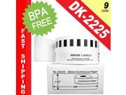 BROTHER Compatible DK 2225 Continuous Paper Labels 1 1 2 x 100 ; 38mm*30.48m BPA Free! 9 Rolls; ontinuous Paper Labels
