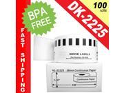 BROTHER Compatible DK 2225 Continuous Paper Labels 1 1 2 x 100 ; 38mm*30.48m BPA Free! 100 Rolls; ontinuous Paper Labels