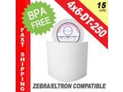 Zebra Eltron Compatible 4 x 6 Labels 4 x 6 BPA Free! 15 Rolls; 250 Labels per Roll