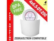 Zebra Eltron Compatible 4 x 6.5 Labels 4 x 6 1 2 BPA Free! 4 Rolls; 250 Labels per Roll