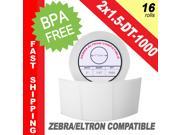 Zebra Eltron Compatible 2 x 1.5 Labels 2 x 1 1 2 BPA Free! 16 Rolls; 1 000 Labels