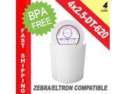 Zebra Eltron Compatible 4 x 2.5 Labels 4 x 2 1 2 BPA Free! 4 Rolls; 620 Labels per Roll
