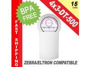 Zebra Eltron Compatible 4 x 3 Labels 4 x 3 BPA Free! 15 Rolls; 500 Labels per Roll