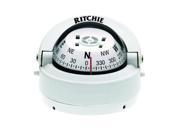Ritchie Explorer Compass Dial With Surface Mount And 12V Green Night Lighting White 2 3 4 Inch Ritchie