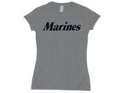 Grey Marines Womens SS Cotton Tee USA Made Short Sleeve T Shirt Military Printed Extra Large Grey Marines