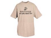Sand With Marines Established Vintage Imprint One Sided T Shirt 2X Large Sand Tan