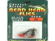 Crystal River C R Beadhead Fly Blk Woolyworm CRBH102 8 Fishing Lures