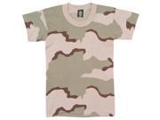 Tri Color Camouflage USA Made Kids Short Sleeve T Shirt Cotton Polyester Tee Extra Small 3 Color Desert Camouflage