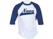 Outdoor Men s Navy 3 4 Sleeve Imprinted T Shirt Small White Navy Blue Outdoor