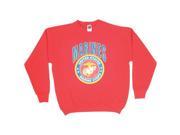 Red Marines Logo Imprint Crewneck Sweatshirt Round Neckline Winter Warm Sweater 2X Large Red